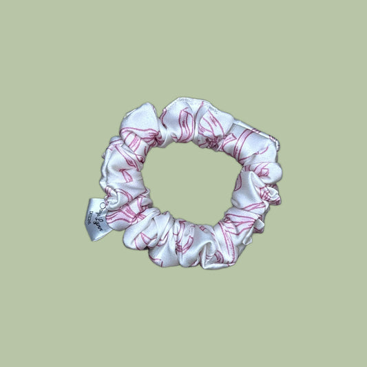 Pink Bows Satin Scrunchie