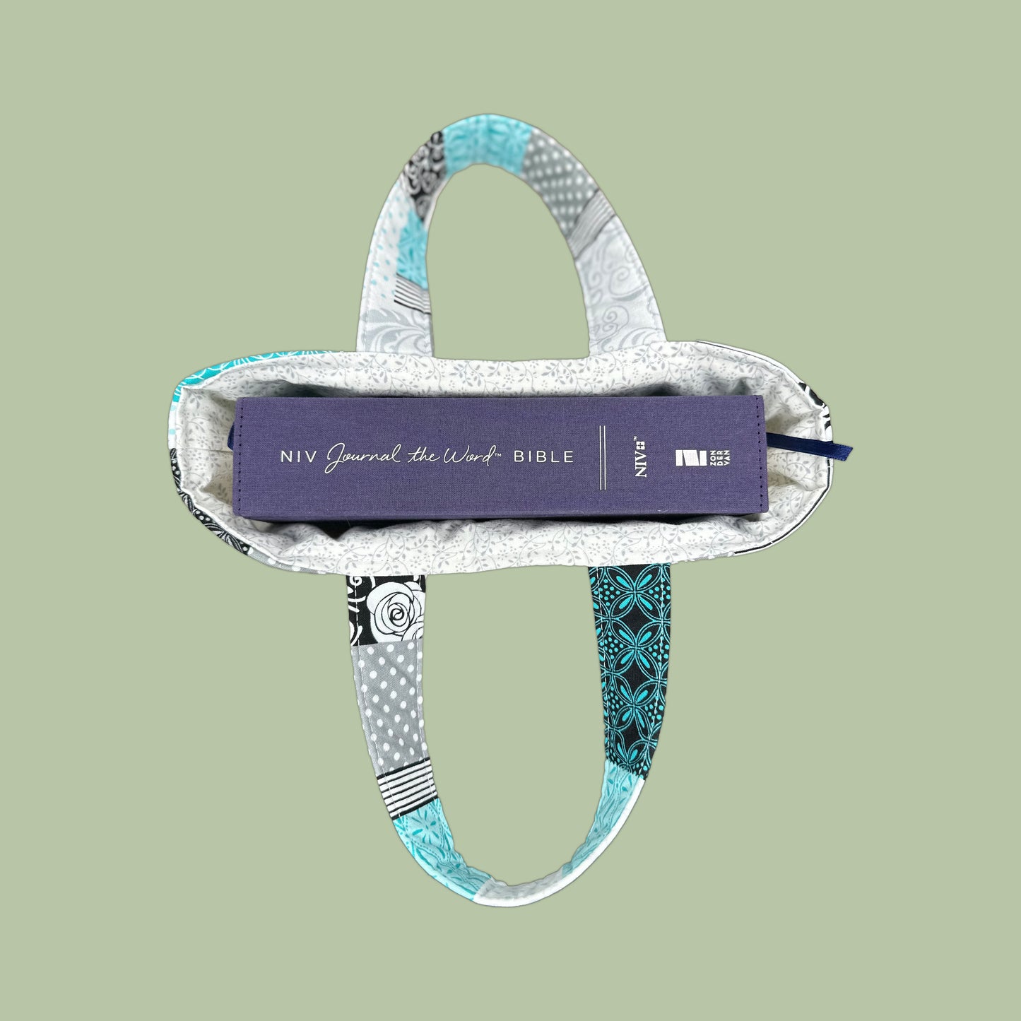 Aqua Patchwork Bible Tote