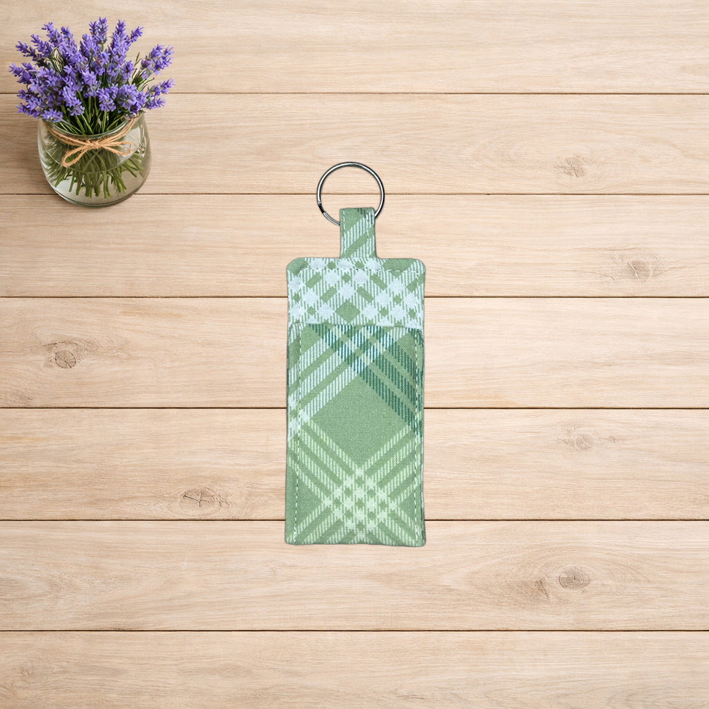 Green Plaid Lip Balm Holder Keychain *Limited Edition*