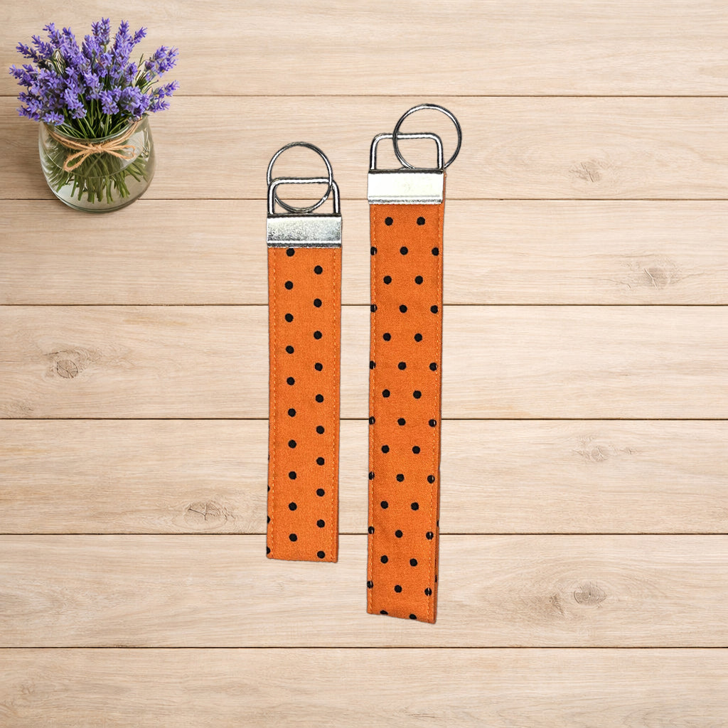 Black Dots on Orange Wristlet