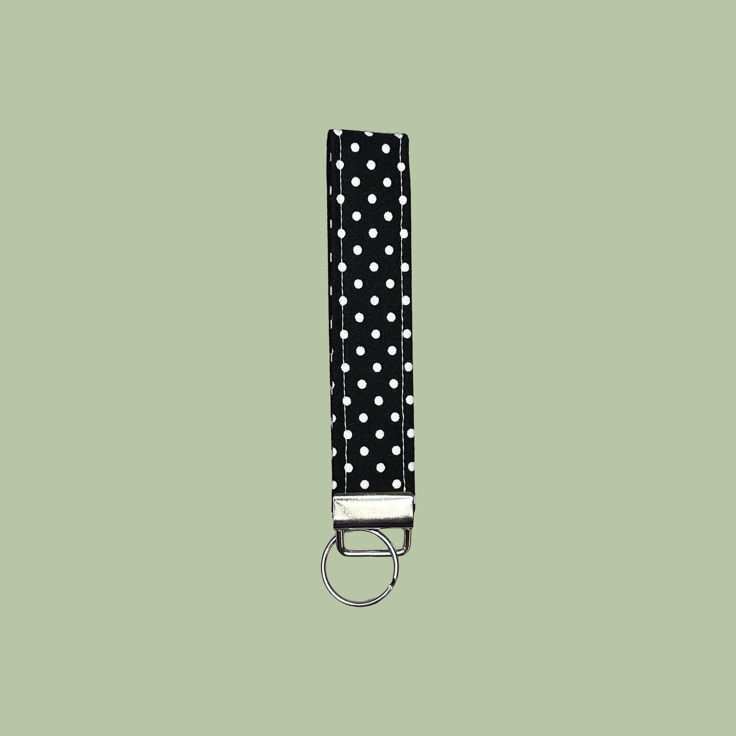 White & Black Polka Dot Wristlet