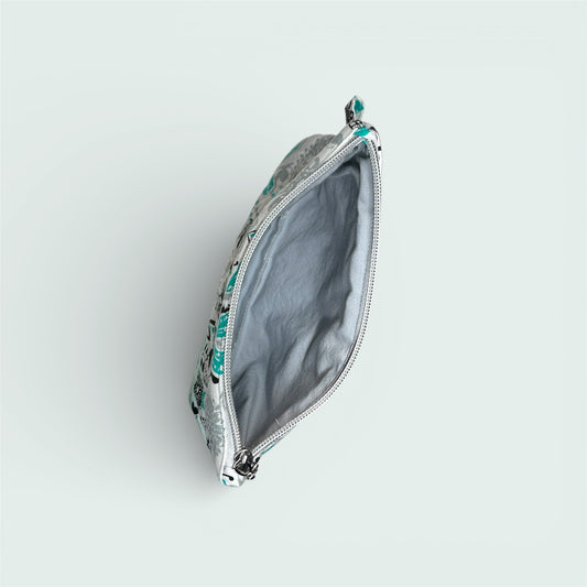 Teal, Black & Gray Floral Wallet Pouch