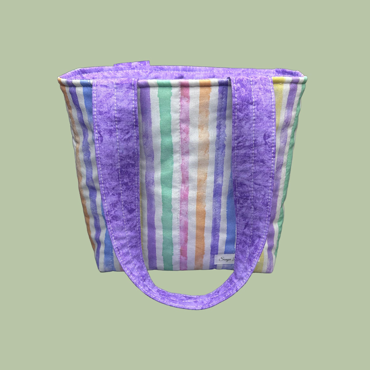 Pastel Stripes Quilted Mini Tote Bag