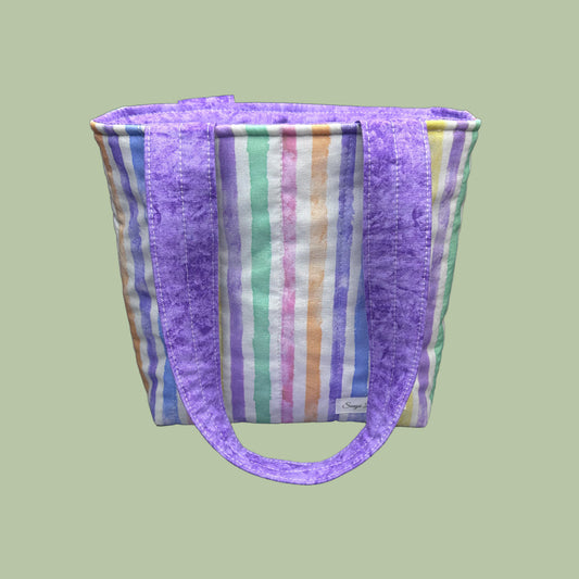 Pastel Stripes Quilted Mini Tote Bag