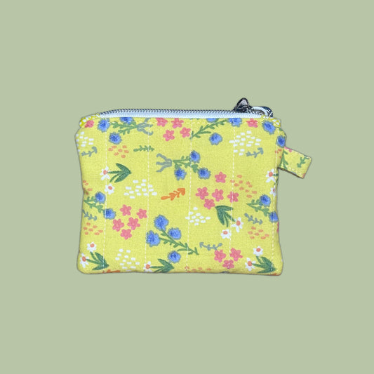 Yellow Mini Floral Keychain Wallet