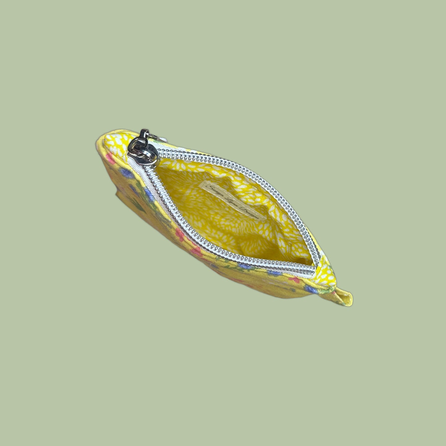 Yellow Mini Floral Keychain Wallet