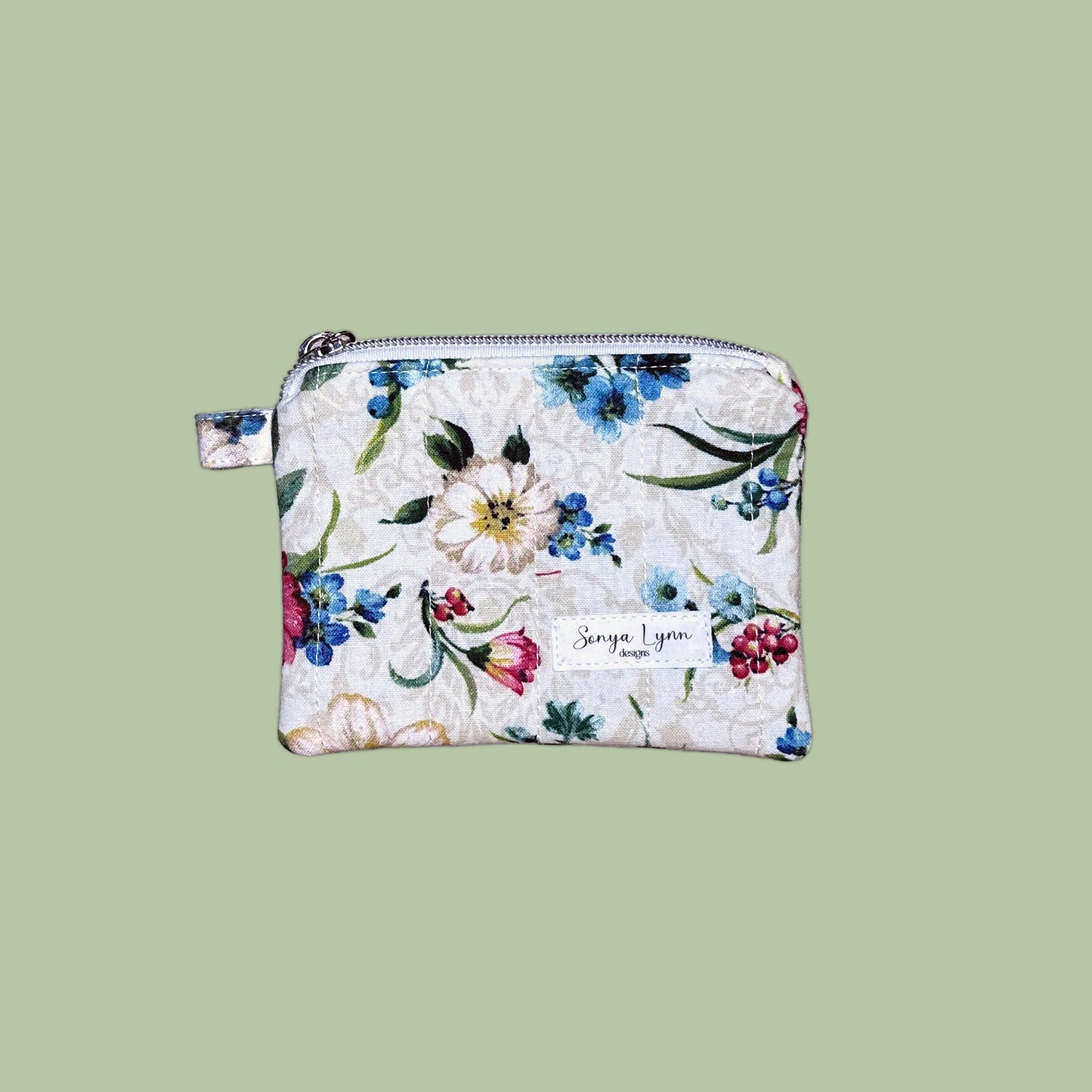 Pink & Beige Floral Keychain Wallet
