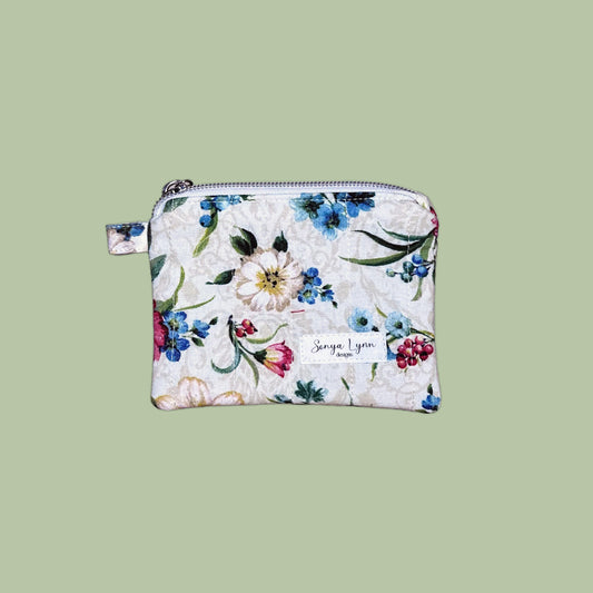 Pink & Beige Floral Keychain Wallet