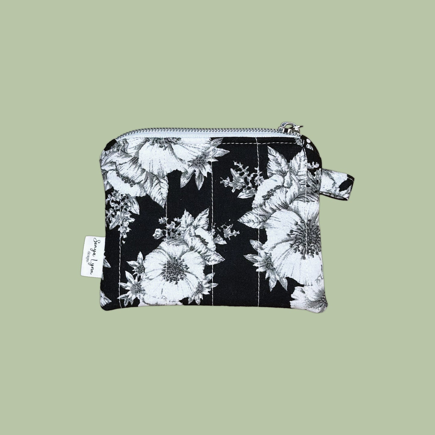 Black & White Floral Keychain Wallet