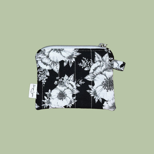 Black & White Floral Keychain Wallet