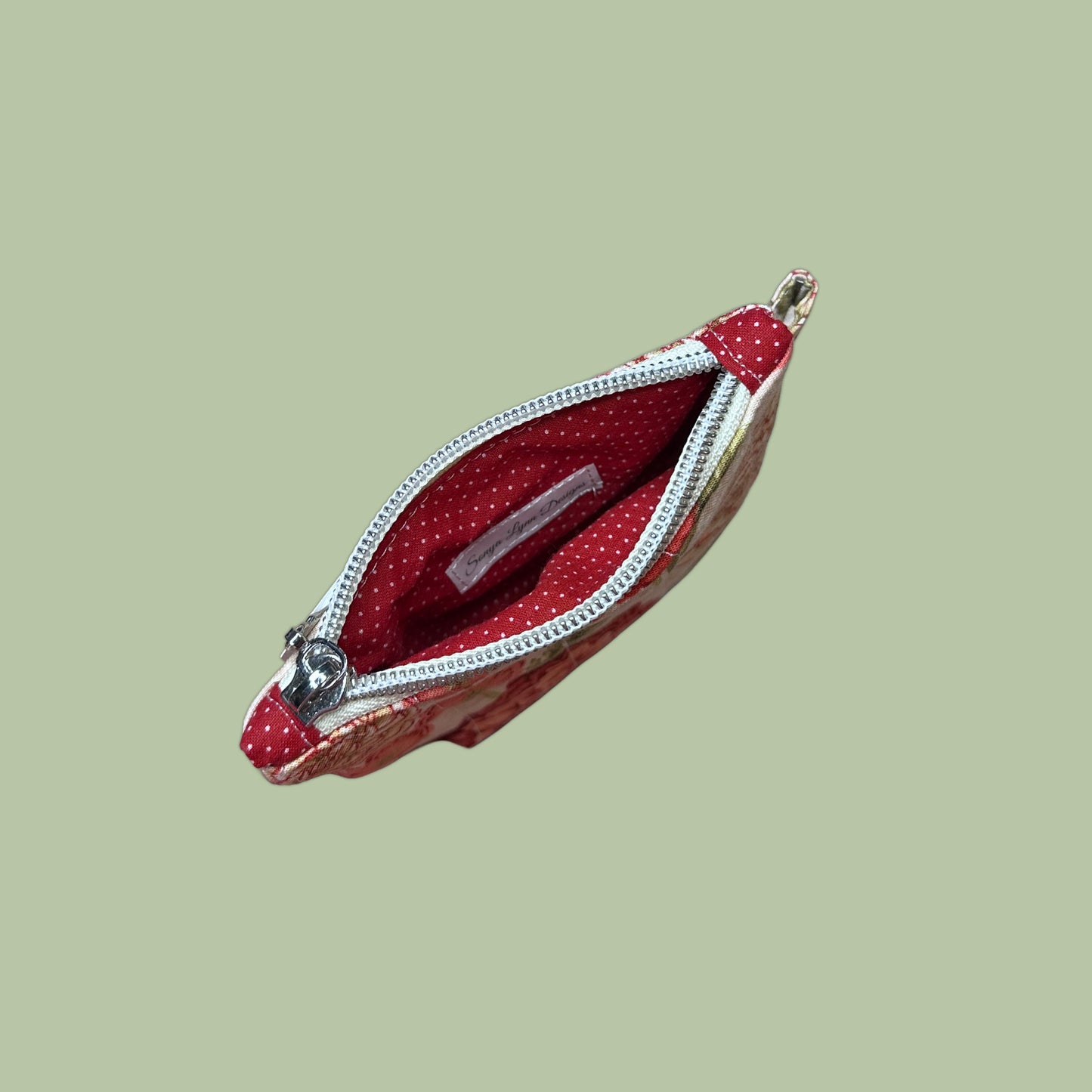 Red & Beige Floral Keychain Wallet