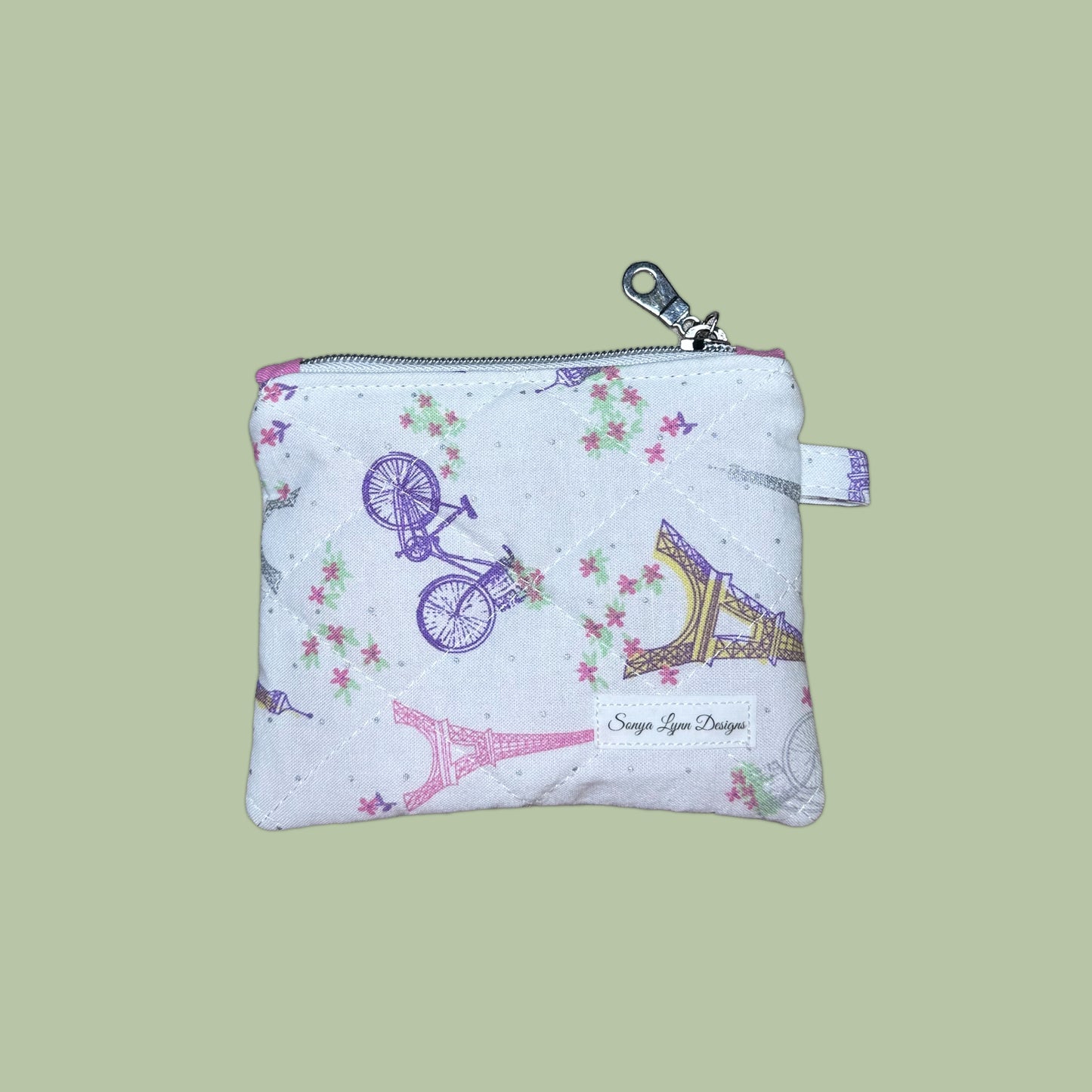 Paris on White Keychain Wallet
