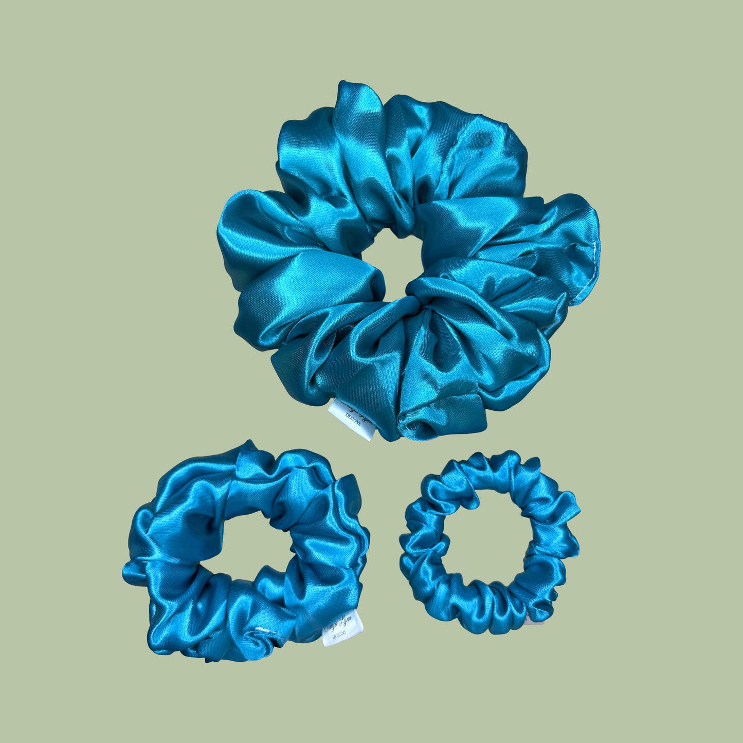 Turquoise Satin Scrunchie