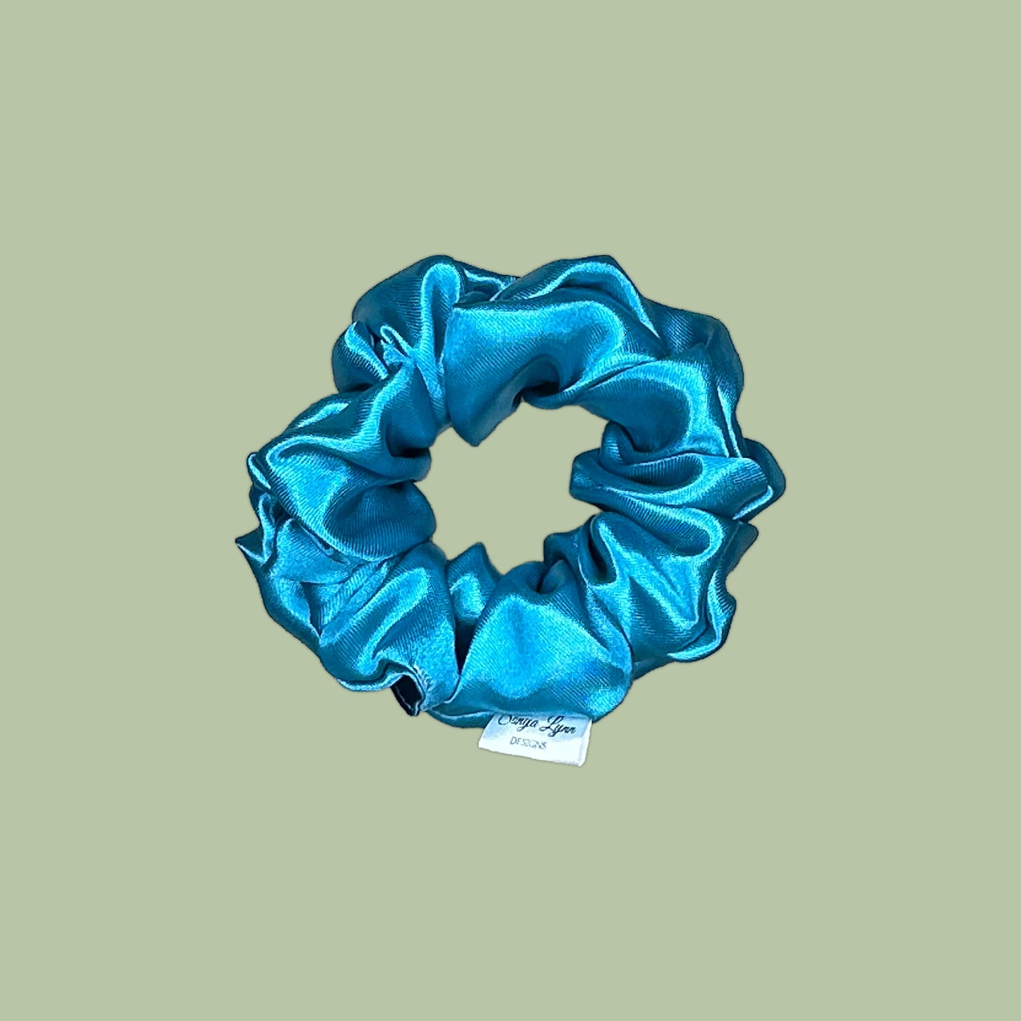 Turquoise Satin Scrunchie