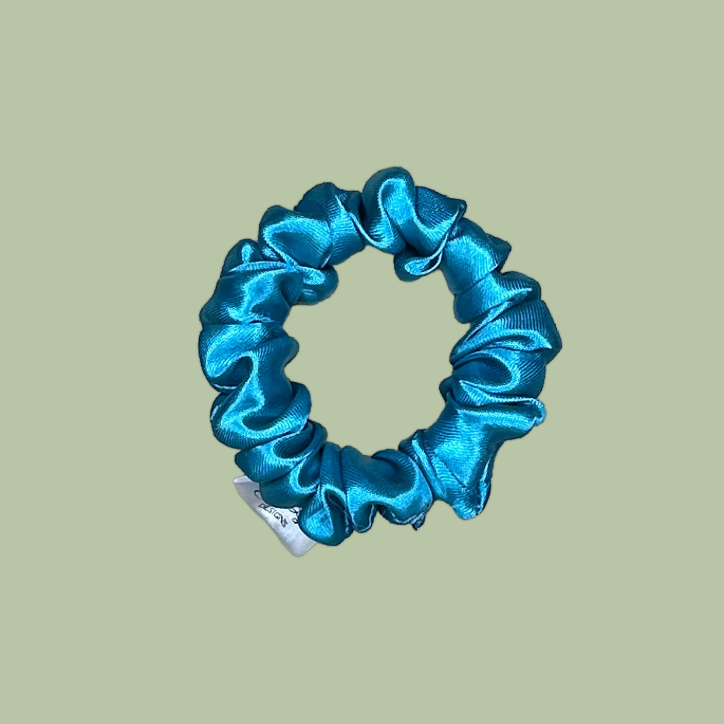 Turquoise Satin Scrunchie