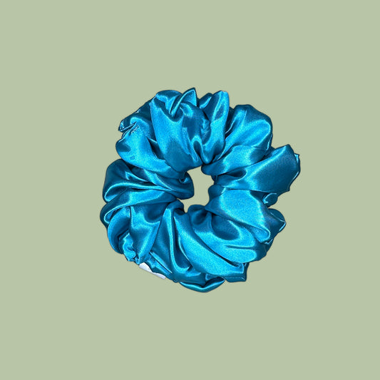 Turquoise Satin Scrunchie