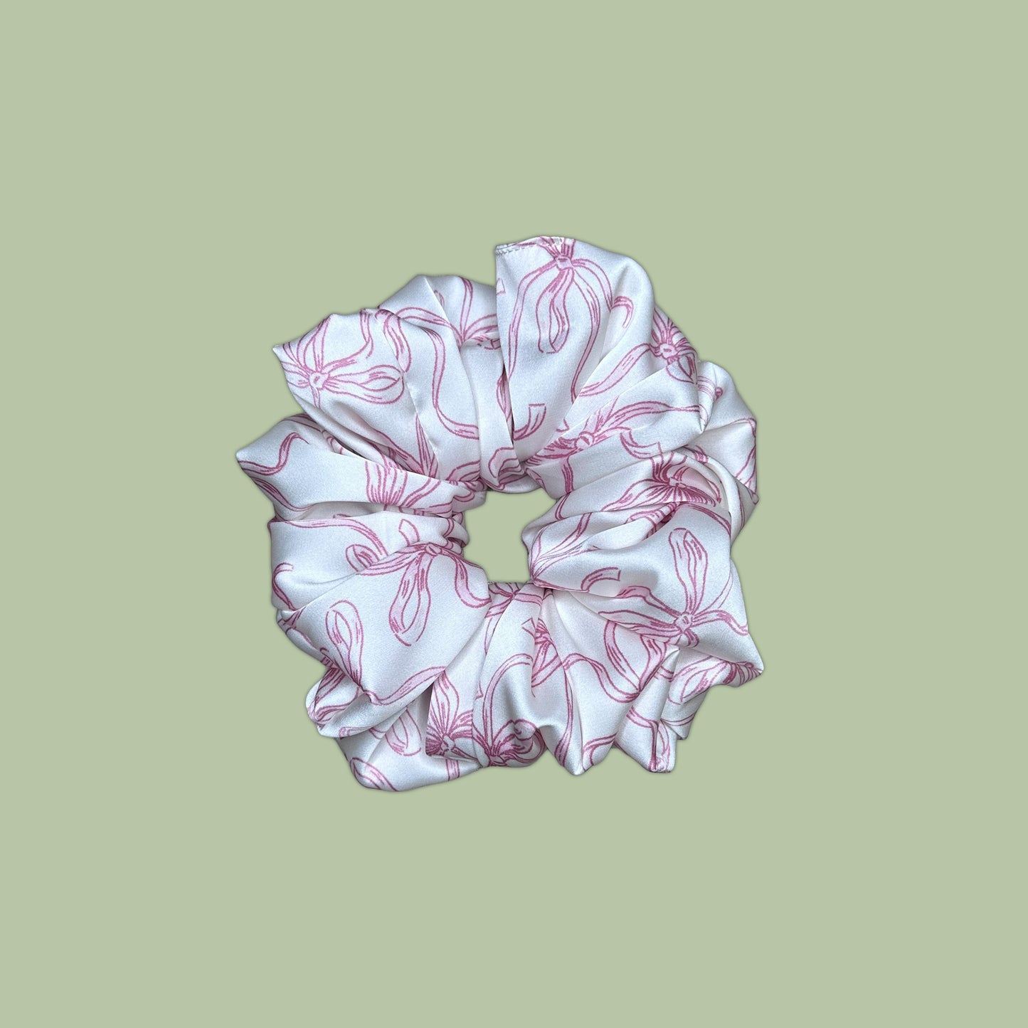 Pink Bows Satin Scrunchie