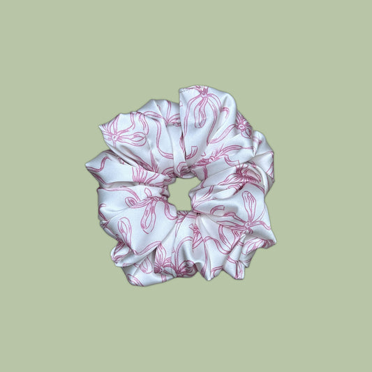 Pink Bows Satin Scrunchie
