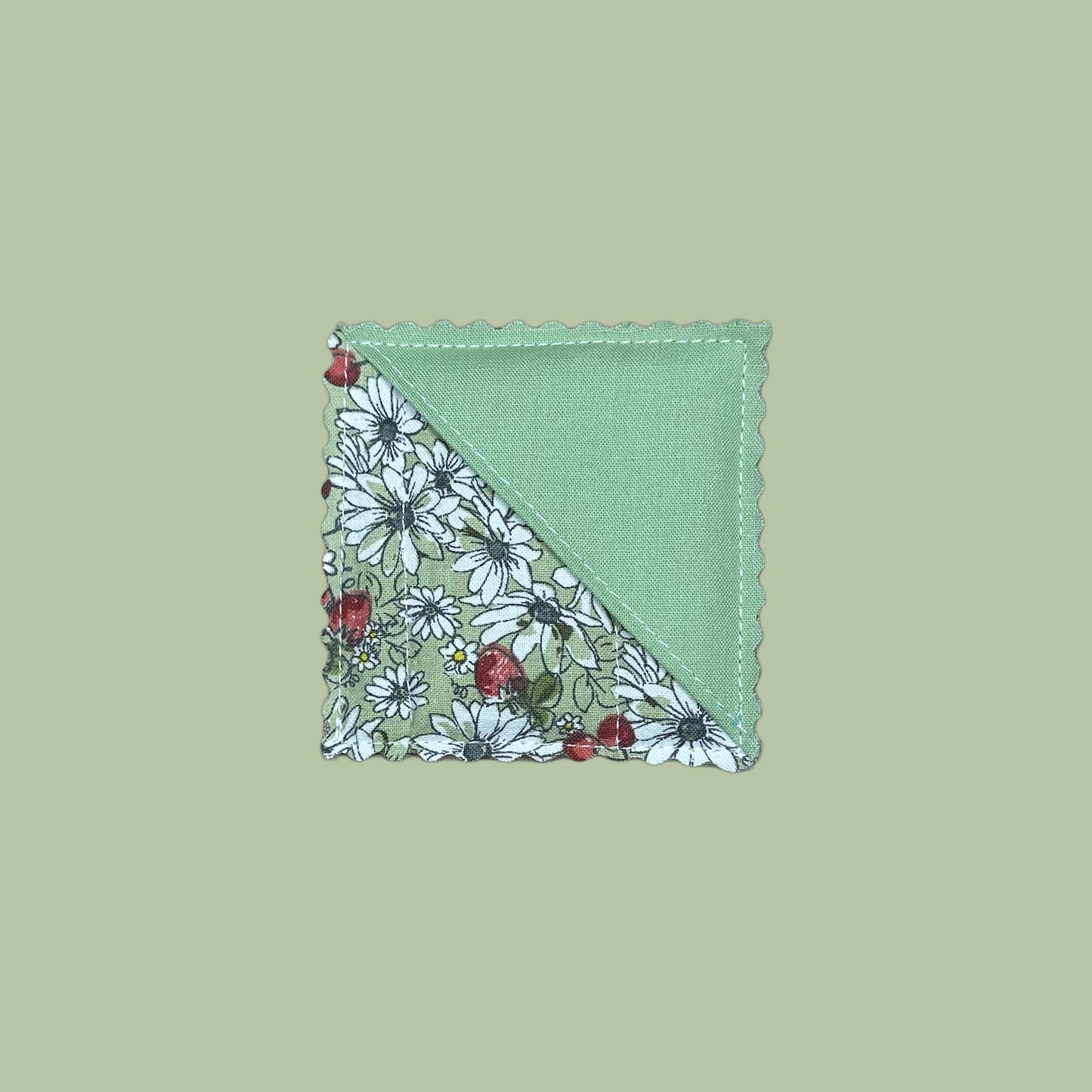 Sage Fruits & Flowers Quilted Corner Bookmark