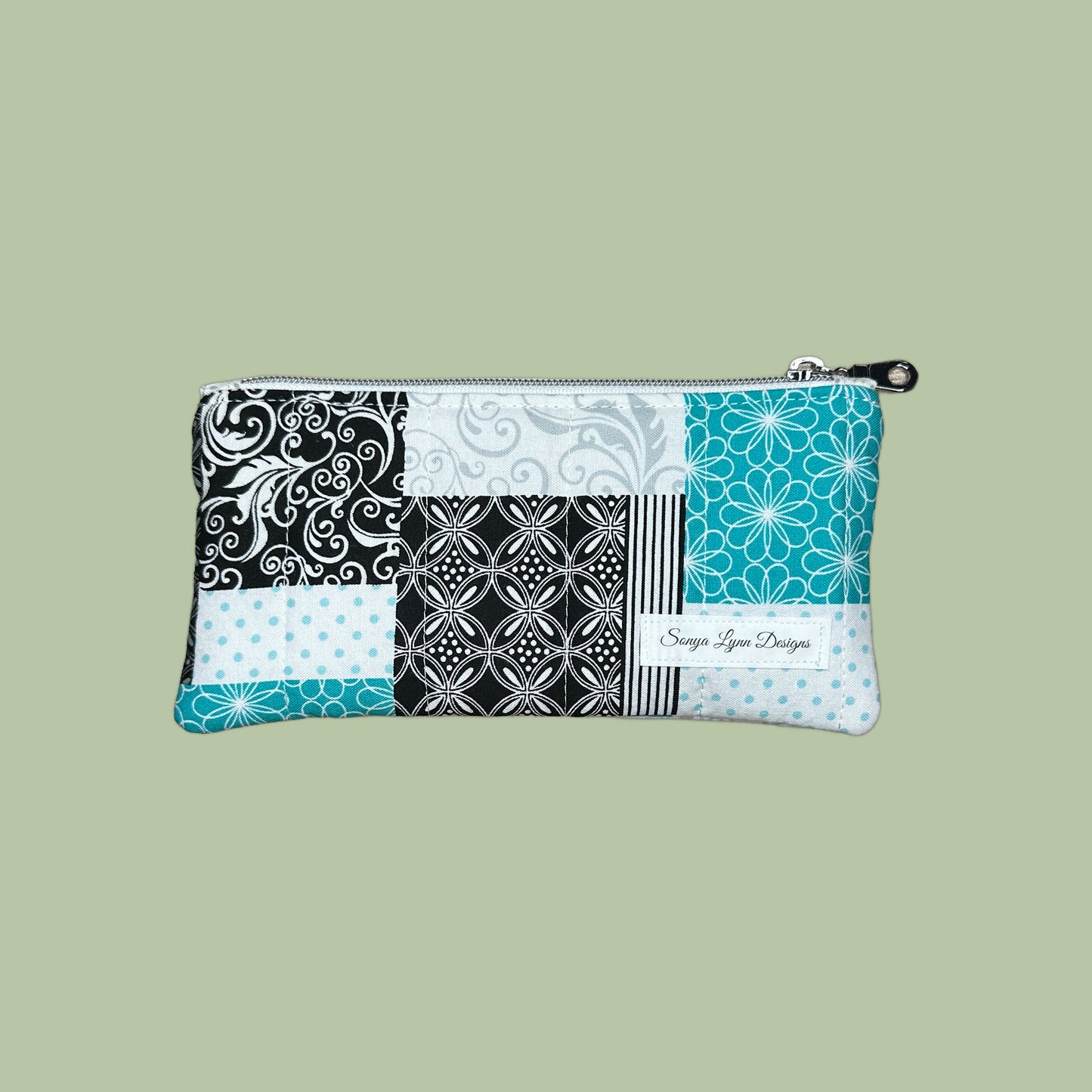 Aqua Patchwork Glasses/Pencil Pouch