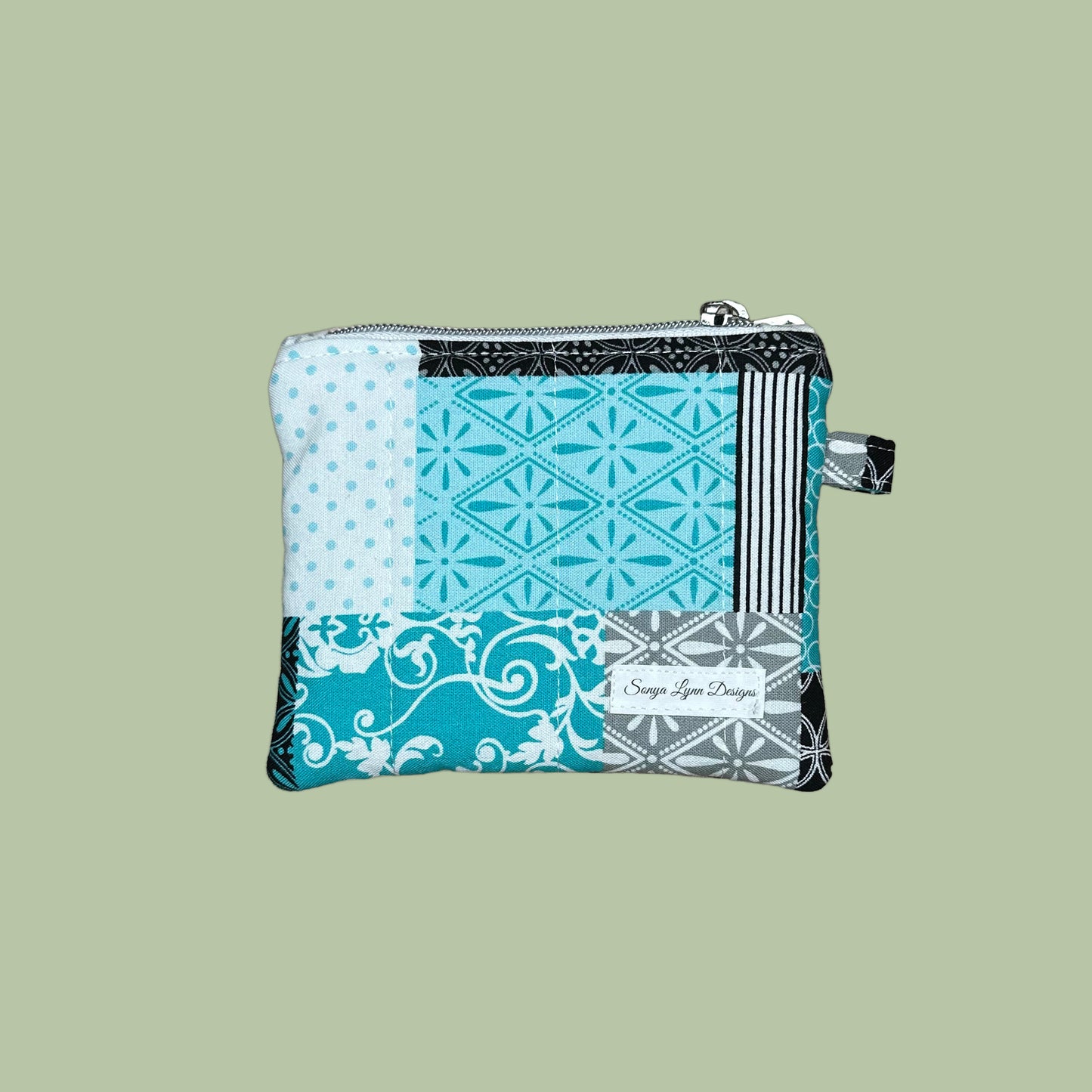 Aqua Patchwork Keychain Wallet