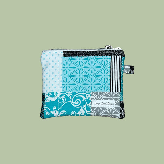 Aqua Patchwork Keychain Wallet