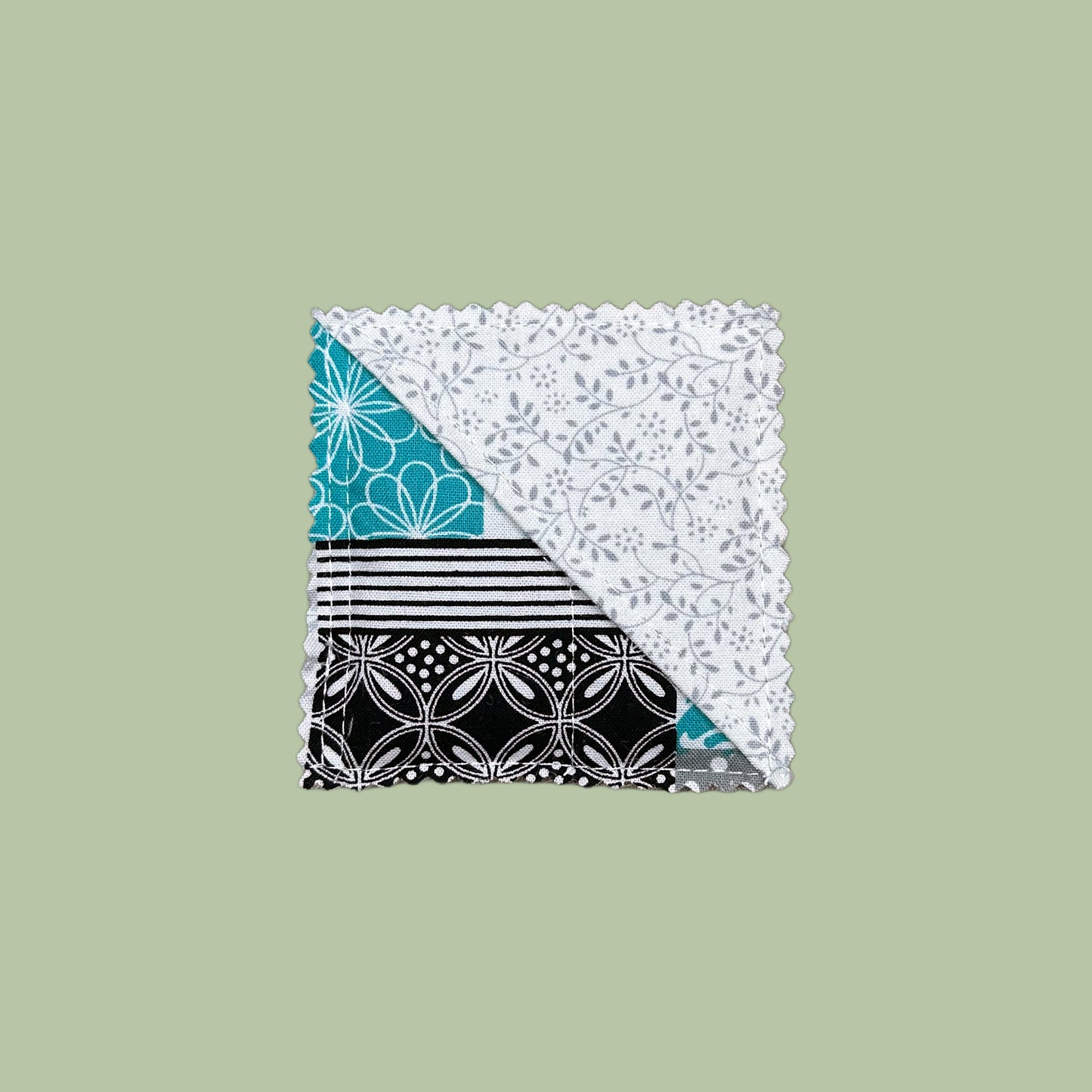 Aqua Patchwork Quilted Corner Bookmark
