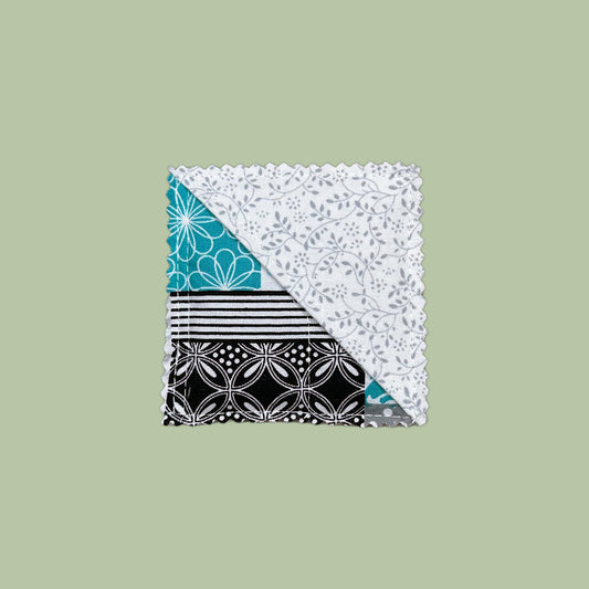 Aqua Patchwork Quilted Corner Bookmark