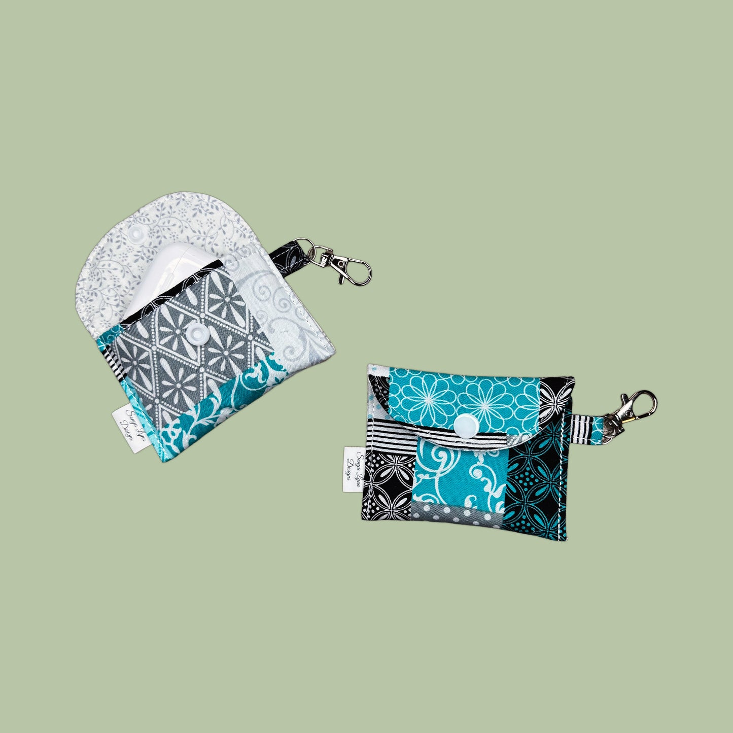 Aqua Patchwork Earbud Pouch