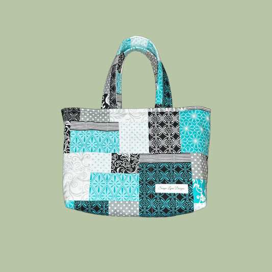 Aqua Patchwork Bible Tote