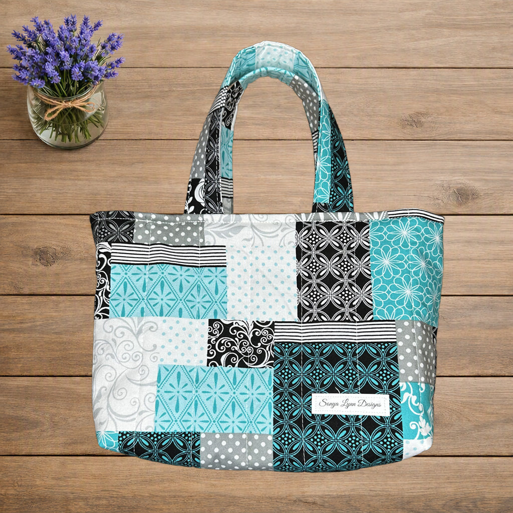 Aqua Patchwork Bible Tote