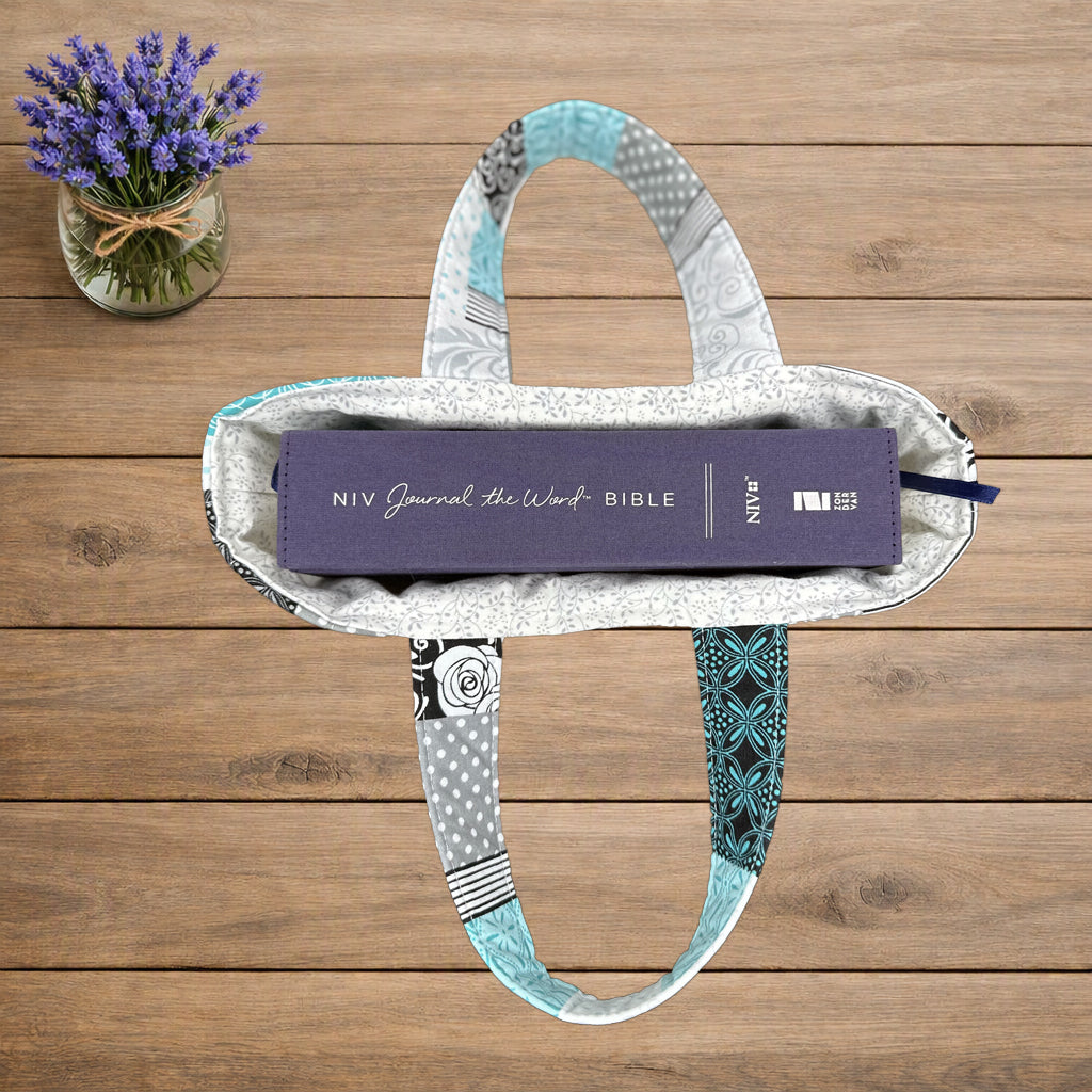 Aqua Patchwork Bible Tote