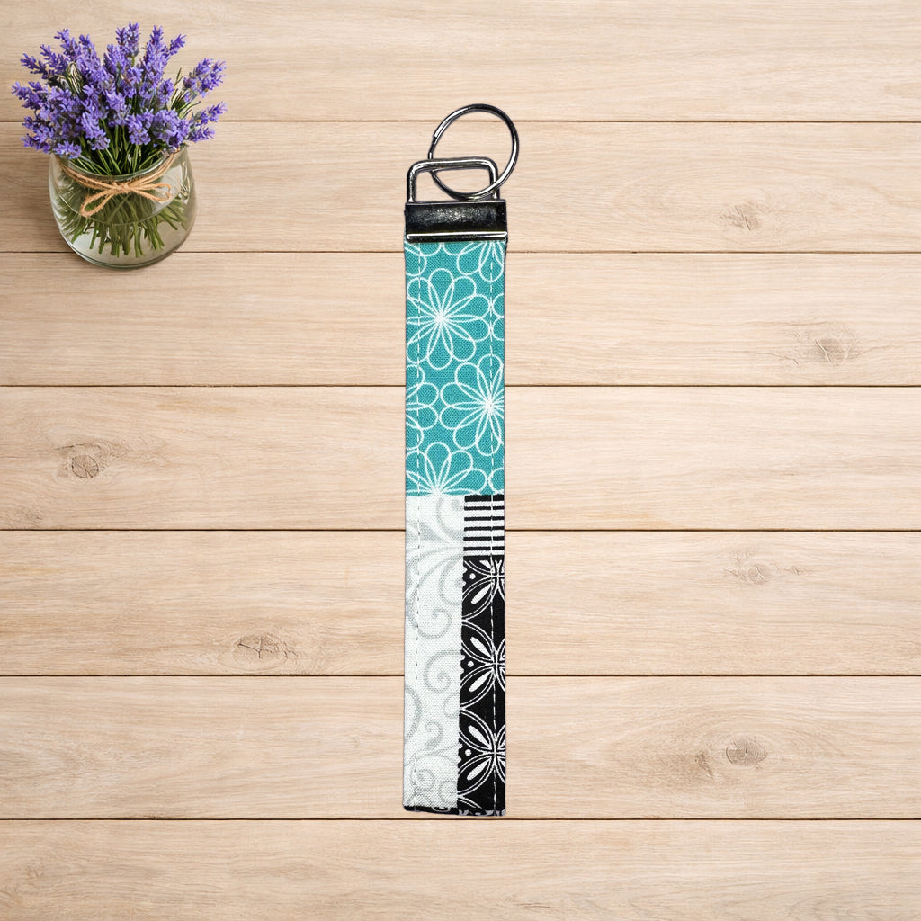 Aqua Patchwork Wristlet