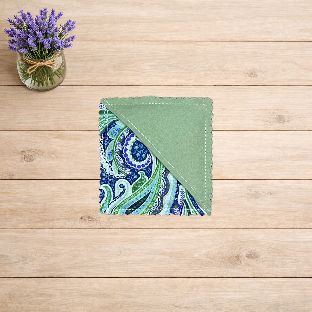 Blue & Green Paisley Quilted Corner Bookmark