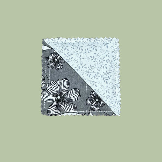 Gray Floral Quilted Corner Bookmark