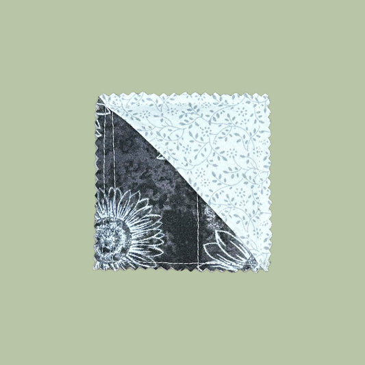 Dark Gray Sunflowers Quilted Corner Bookmark