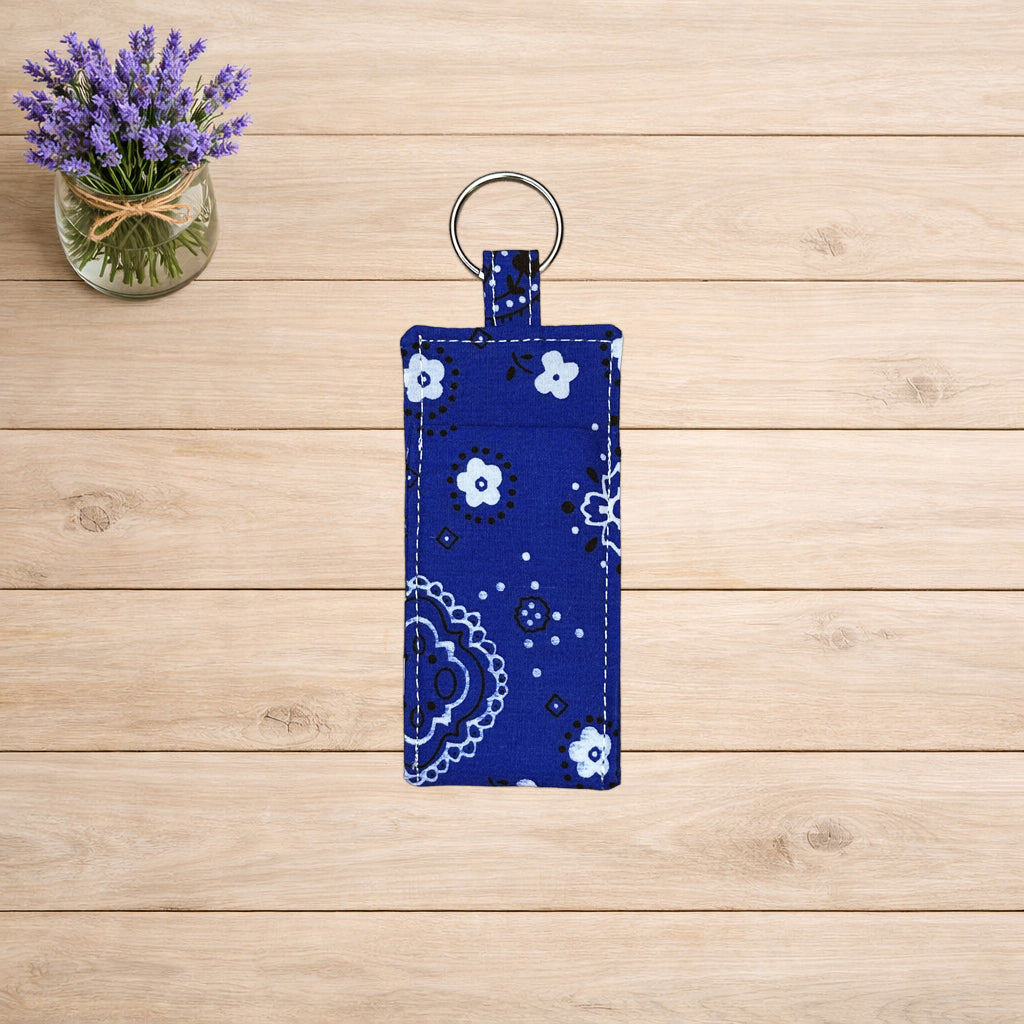 Royal Blue Bandana Lip Balm Holder Keychain