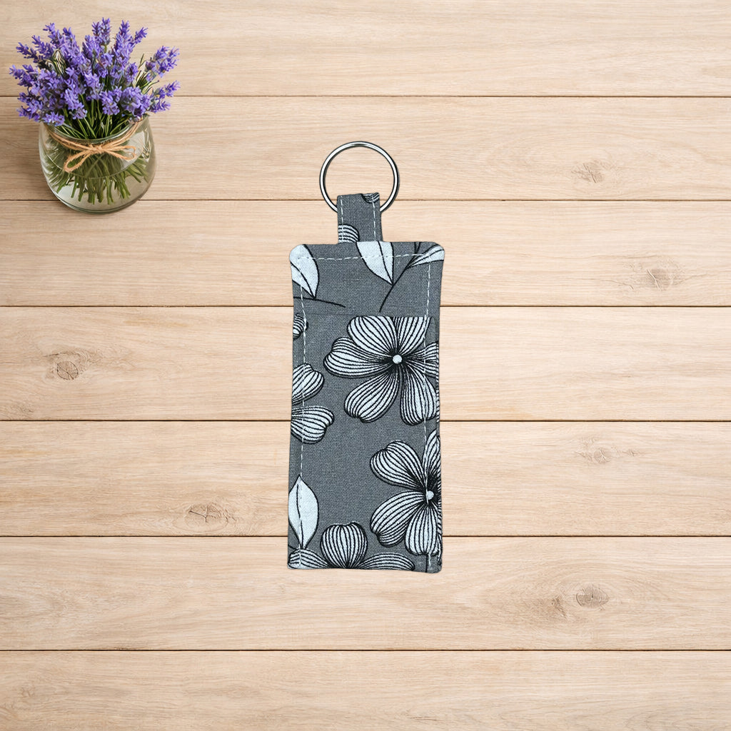 Gray Floral Lip Balm Holder Keychain *Limited Edition*