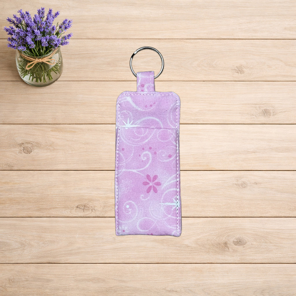 Pink & White Swirls Lip Balm Holder Keychain *Limited Edition*