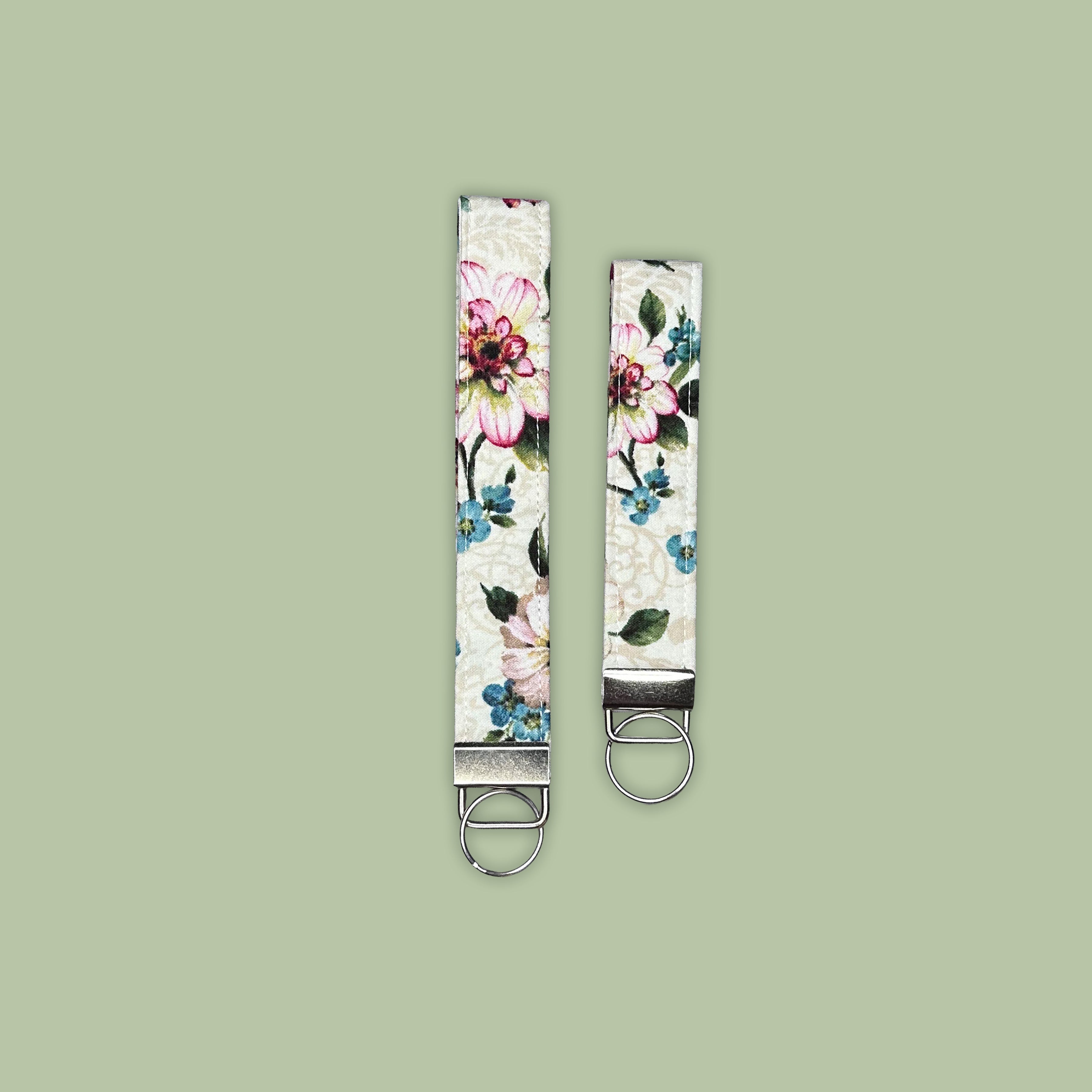 Pink & Beige Floral Wristlet