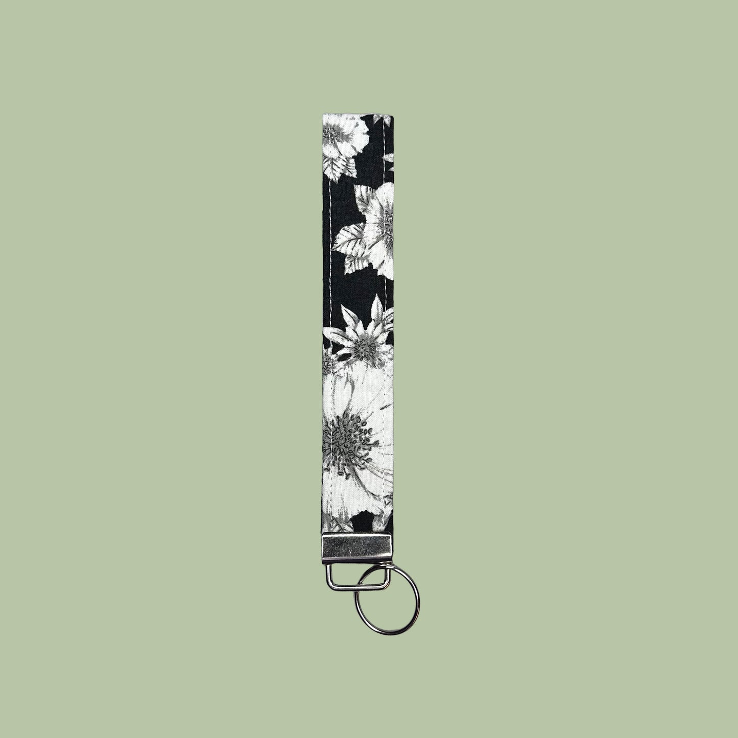 White & Black Floral Wristlet