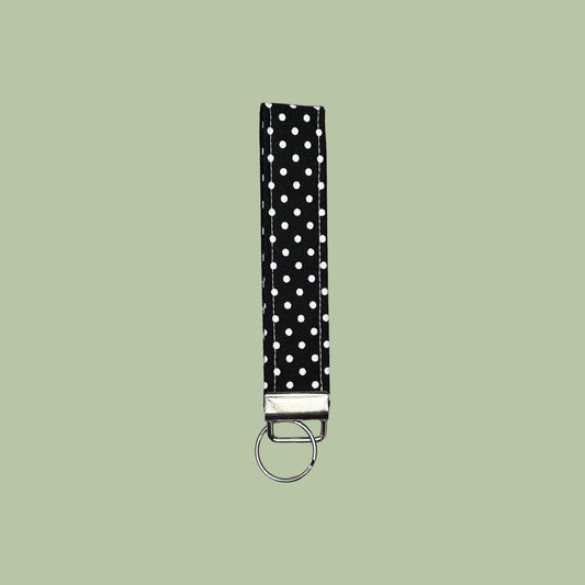 White & Black Polka Dot Wristlet