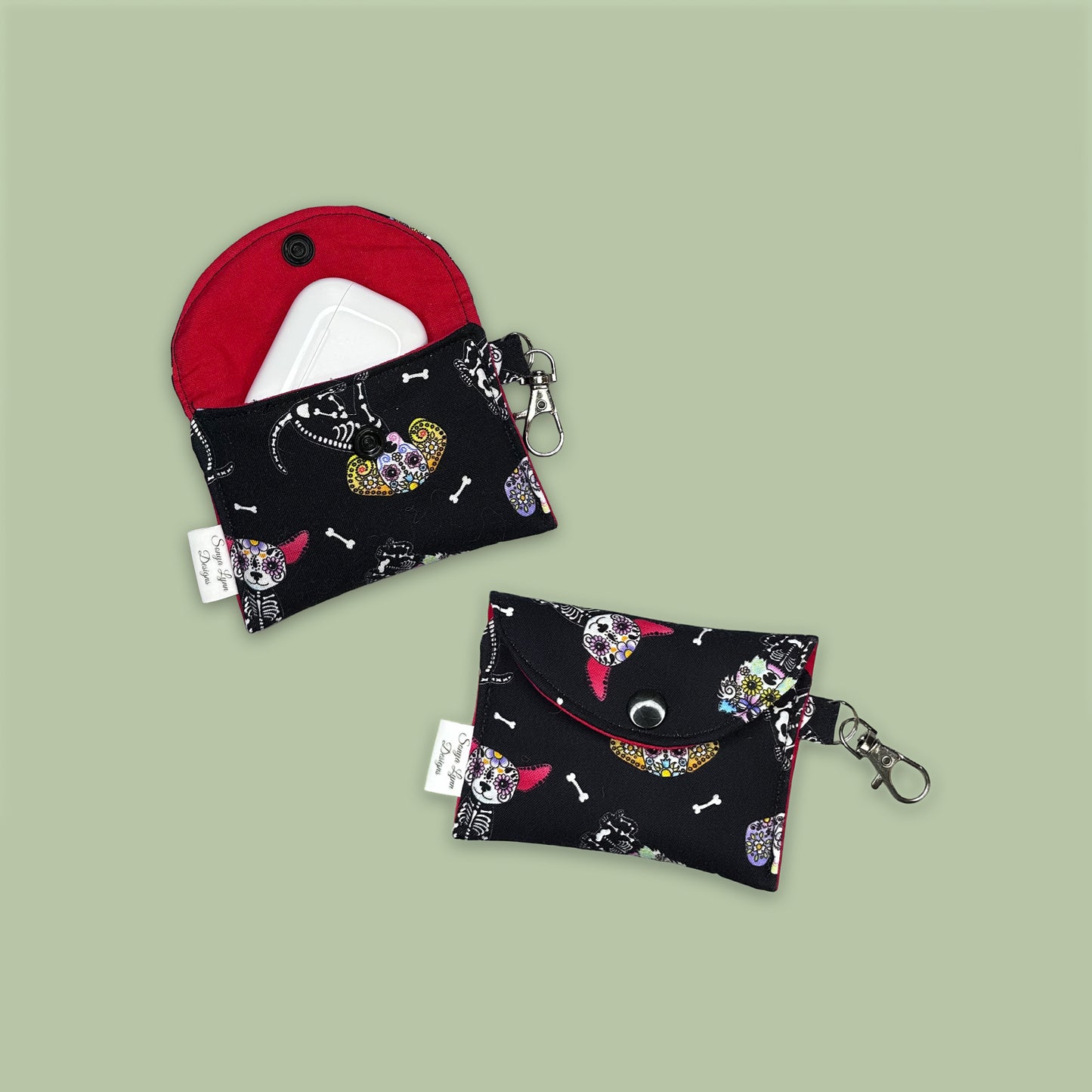 Sugar Skull Puppies Earbud Pouch