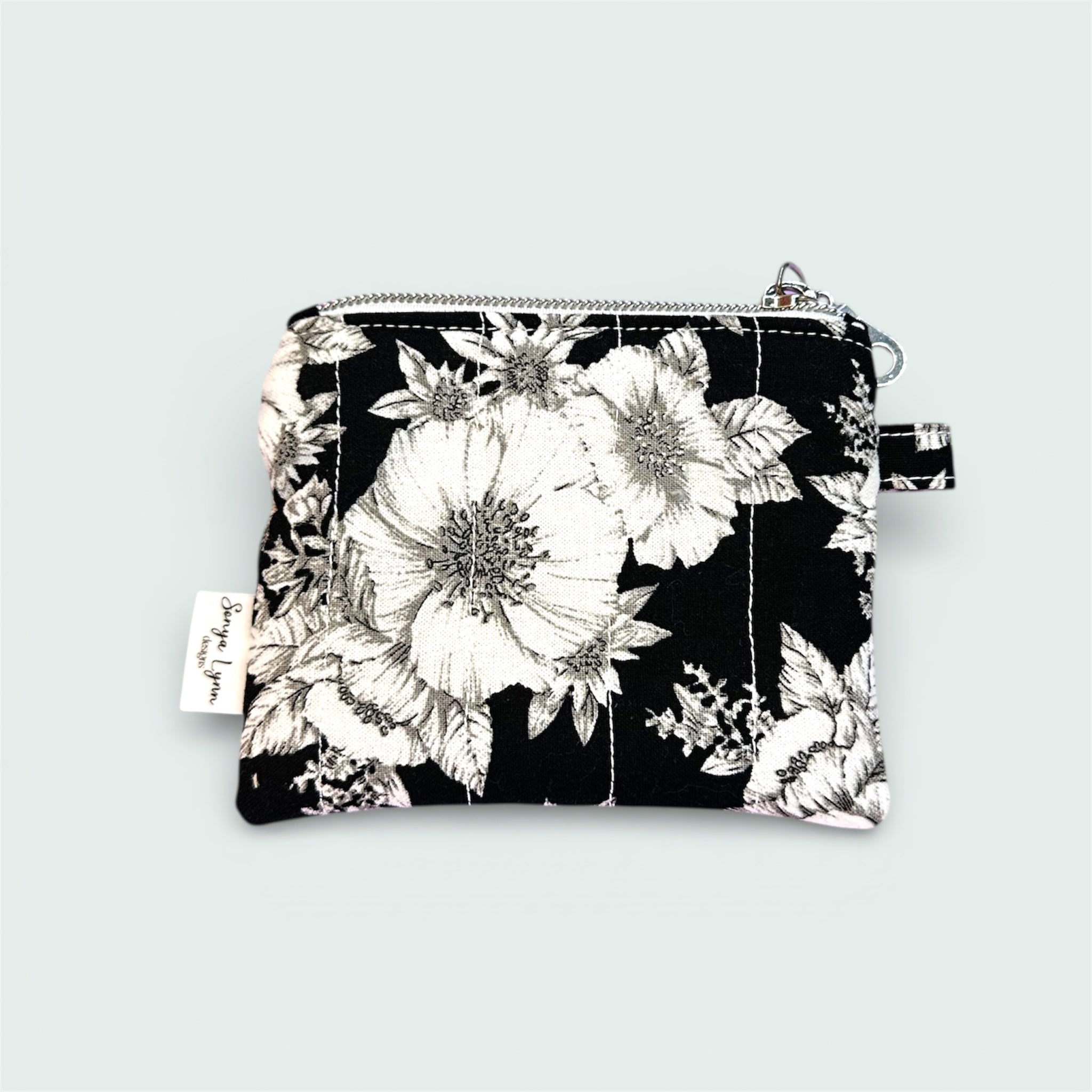 Black & White Floral Keychain Wallet