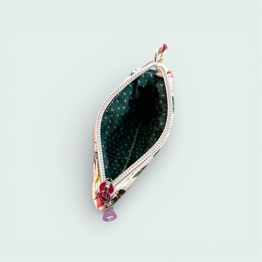 Pink & Beige Floral Keychain Wallet