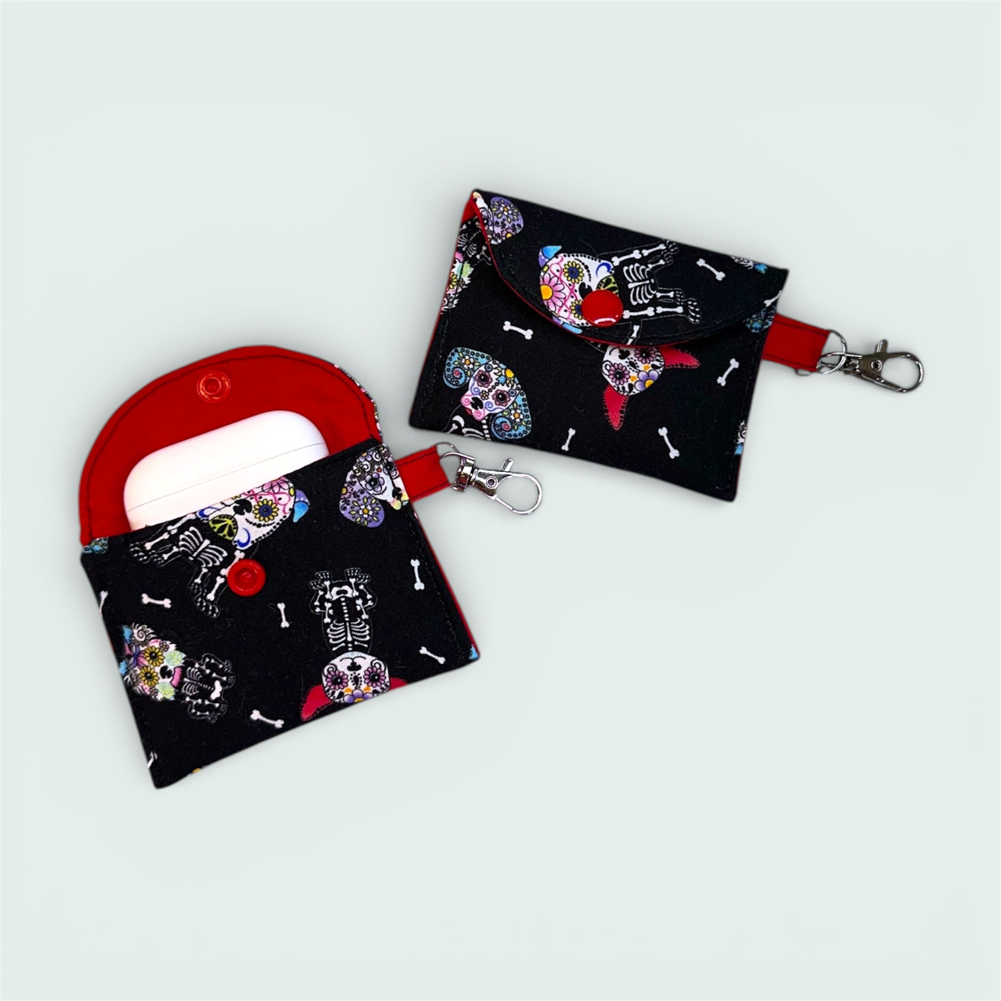 Sugar Skull Puppies Earbud Pouch
