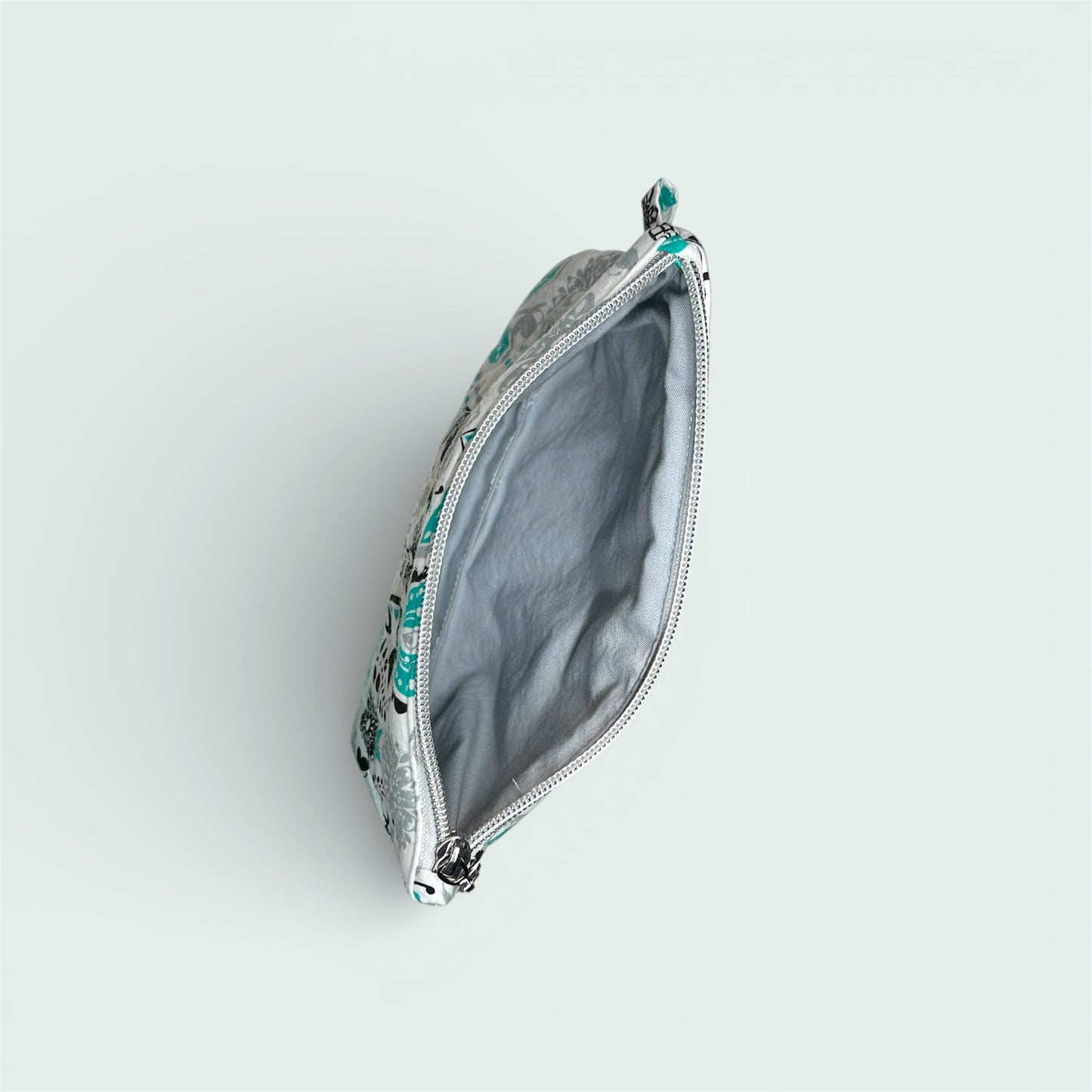 Teal, Black & Gray Floral Wallet Pouch