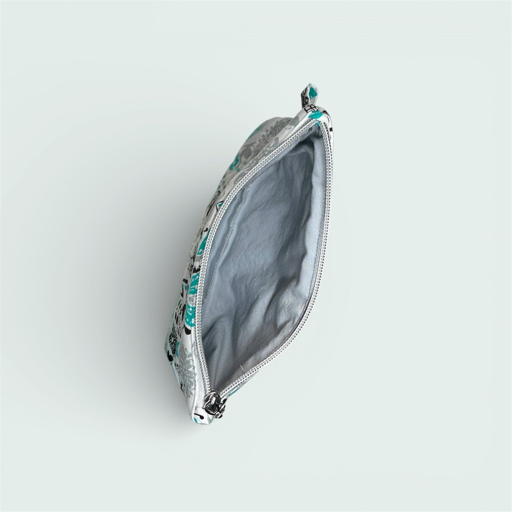 Teal, Black & Gray Floral Wallet Pouch