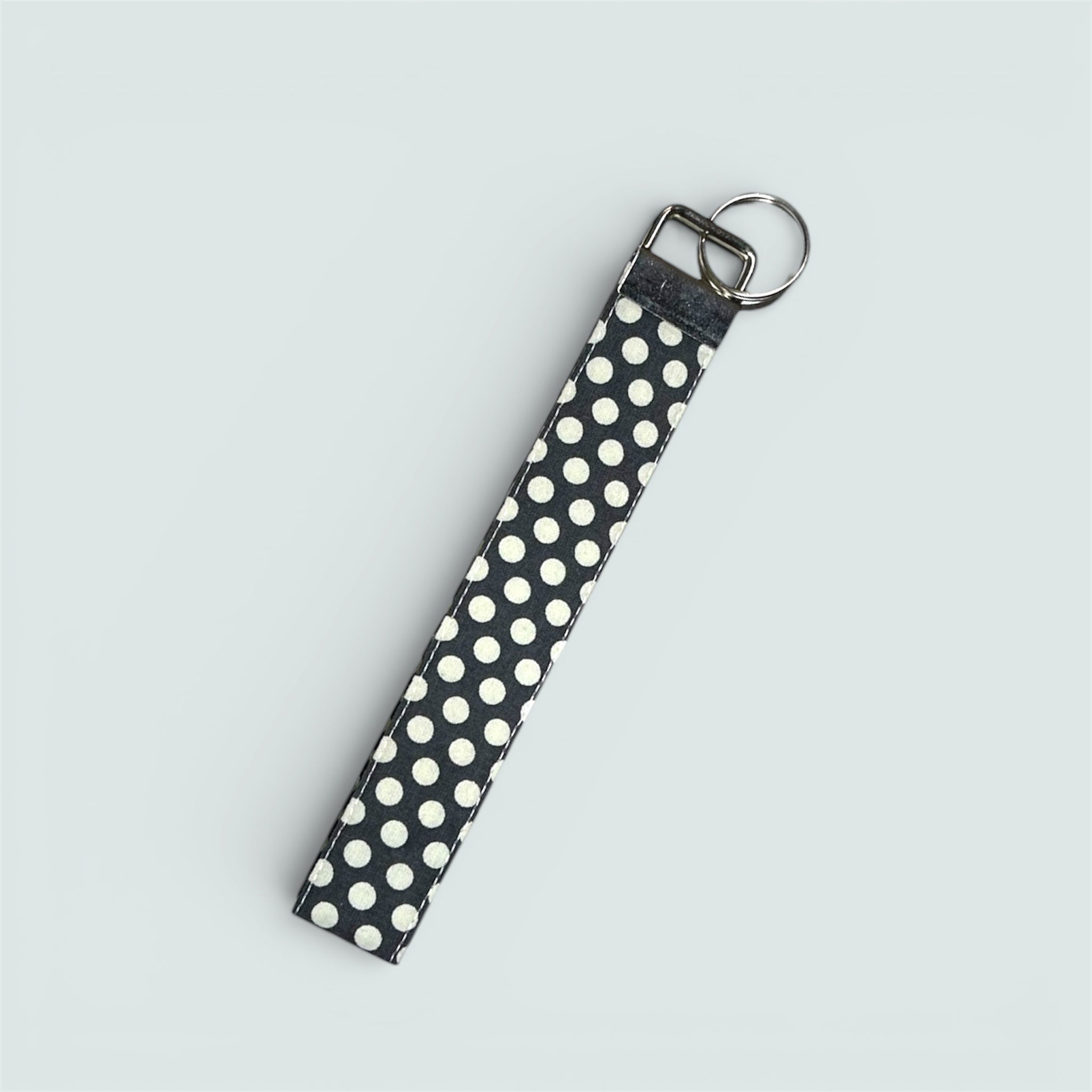 White Dots on Charcoal Gray Wristlet, Regular