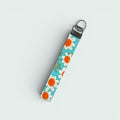 White & Orange Floral on Blue Wristlet, Regular